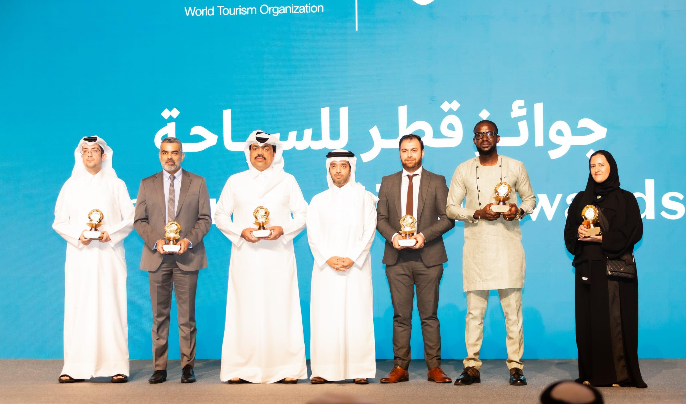 On stage at the Qatar Tourism Awards